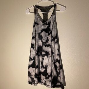 Ideology Tennis Dress Size XS Black and White Tie Dye with Build in Bra Mesh